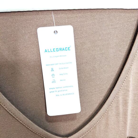 2 New Allegrace Womens 3X Shirts Tops Plus Size Short Sleeve Tan Yellow - Picture 4 of 11